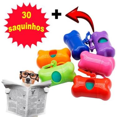 Imagem de Kit Cata Caca Higiênico Cachorro Gato 30 Saquinhos Cores:Azul - oem