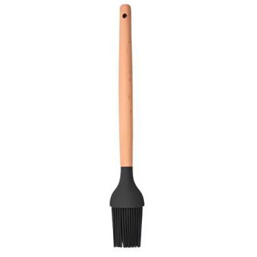 Imagem de Utensílio de Cozinha Pincel Silicone Preto Cabo de Madeira - Em Casa T