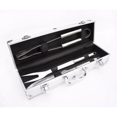 Imagem de Kit churrasco em Inox 3 Peças com Maleta de Alumínio Casita