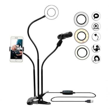 Imagem de Ring Light Com Suporte Integrado Para Microfone - Iluminação Profissio