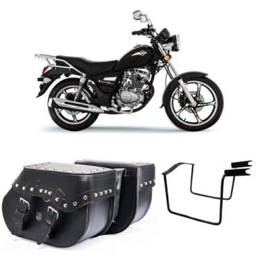 Imagem de Alforge Bolsa Mala Baú Lateral Losango 30L Cravos Afastador Suporte Ha