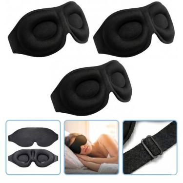 Imagem de Kit 3 Máscaras De Dormir 3D Blackout Ajustável - Confortável - Genrica