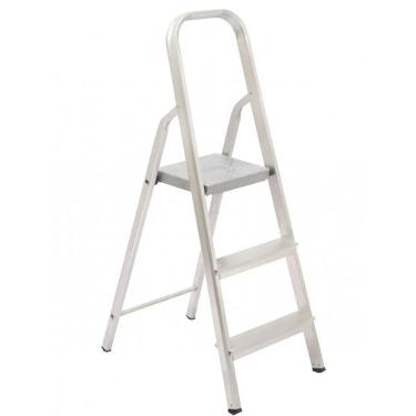Imagem de Escada Residencial Maestro 3 Degraus Alumínio Prata Dobrável 120KG Maestro do Brasil 9CM
