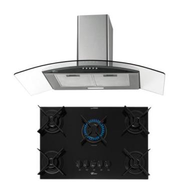 Imagem de Kit Fit Line Fischer Coifa 90 cm e Cooktop 5B Trempe Iron, 110V