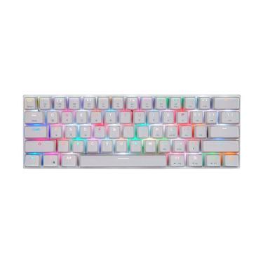 Imagem de Teclado Mecânico Gamer Motospeed CK62 Branco rgb Switch Blue us USB e Bluetooth