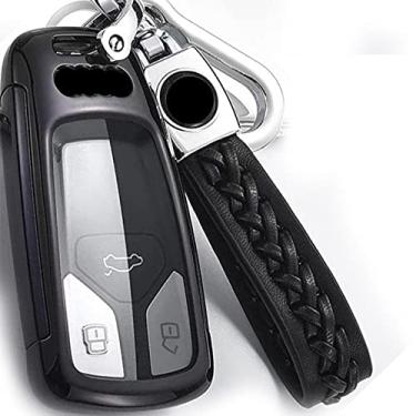 Imagem de YJADHU Porta-chaves do carro Porta-chaves remotas do carro, capa protetora, adequada para Audi A4L A4 B9 Q5 Q7 TT TTS TFSI A5 S5 8S 2016 2017 2019, B, preto, chaveiro
