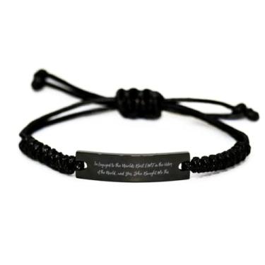 Imagem de SpreadPassion I'm Engaged to The World's Best EMT in The History of The World.and, Bracelete de corda preta para noivo épico, pulseira gravada para