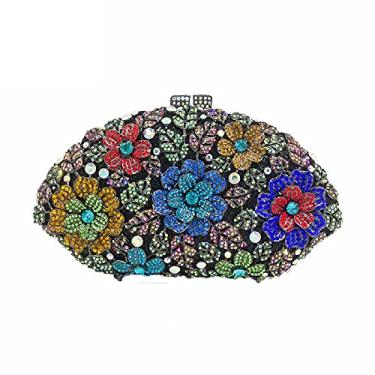 Imagem de Bolsa feminina de cristal deslumbrante com flor de cristal para festa de casamento, diamante e bolsa, Multicolorido 4