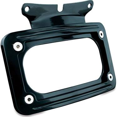 Imagem de Kuryakyn Acessório de motocicleta 3149: Suporte de placa de licença curva para motocicletas Harley-Davidson 2006-16, preto brilhante