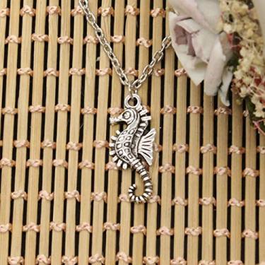 Imagem de EDCRFV Pingente Hipocampo Cavalo Marinho Charme Curto Longo DIY Colar Feito à Mão