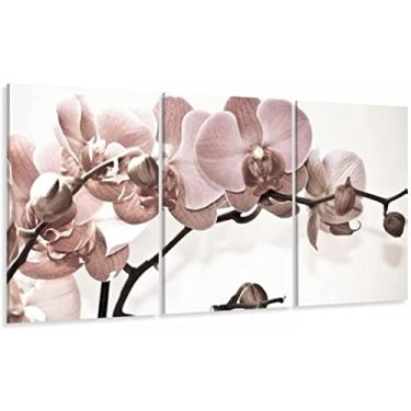Imagem de Quadro Flores Orquídeas Para Sala Recepção Tecido 120x60 em