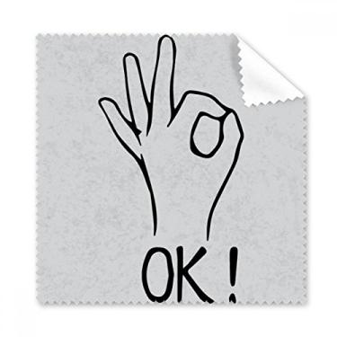 Imagem de Pano de limpeza preto OK personalizado com estampa de gesto limpador de óculos 5 peças