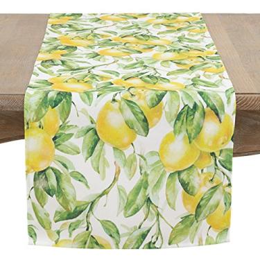 Imagem de SARO LIFESTYLE Coleção Citrea Toalha de mesa estampada limão 40,64 cm x 182,88 cm, multi