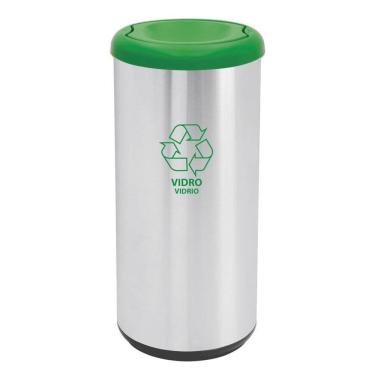 Imagem de Lixeira Inox Tramontina Cápsula Selecta Plus Basculante Scotch Brite Verde em Polipropileno 40 L Tramontina