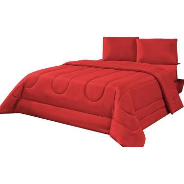 Imagem de Edredom Casal Queen 3Pçs Cobertor Quente Inverno Vermelho