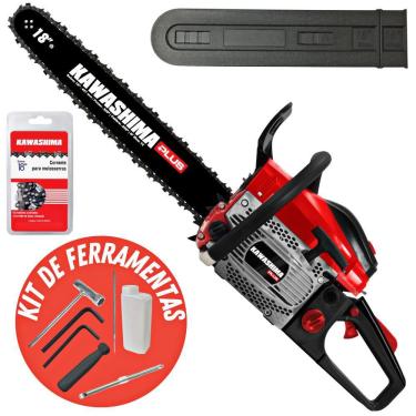 Imagem de Motosserra Potente Kawashima KCS 550-P À Gasolina 2 Tempos 54,6cc Com Carcaça de Magnésio + Sabre de 18 Polegadas e Corrente 72 Elos