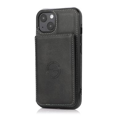 Imagem de Capa carteira para iPhone 13 Pro Max/13 Pro/13/13 Mini, capa traseira de couro com suporte para cartão Capa protetora magnética à prova de choque, suporte para montagem magnético, preto, 13 Pro 15,1 cm