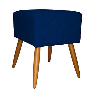 Imagem de Puff Banqueta Isabela em Tressê Pés Palito Suede Azul Marinho - DS Estofados