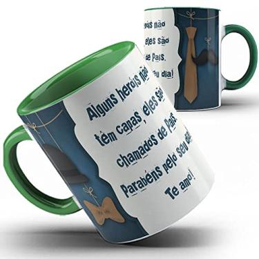 Imagem de Caneca verde Pai herói parabéns Papai