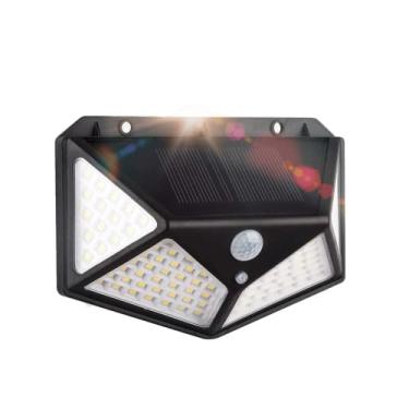 Imagem de Luminária Lâmpada Solar Com Sensor de Presença/Movimento 20W LED 100 SMD 4 Placas 3 Funções À Prova D'água Arandela Carregável Enegria Solar PREMIUM ONYK