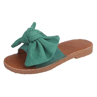 Imagem de Chinelos para mulheres sandálias femininas moda verão chinelos sandálias rasas chinelos chinelos abertos sandálias de praia a5, Verde, 8