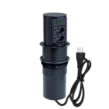 Imagem de Torre De Tomada Totem Slim Manual 2 Tomadas 10A 2 USB 4.9A COR:PRETO