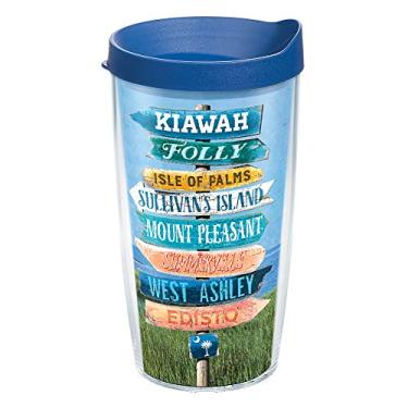 Imagem de Tervis South Carolina - Charleston Feito nos EUA Copo de viagem isolado de parede dupla mantém as bebidas frias e quentes, 473 ml, placas