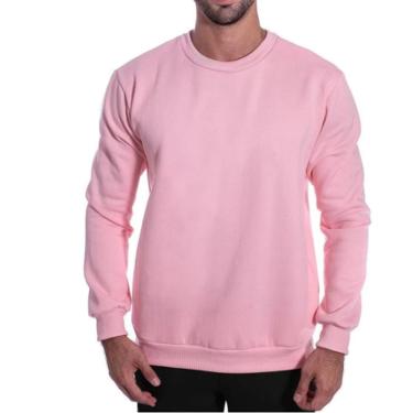 Imagem de Blusa Moletom Flanelado Unissex Gola Careca Sem Capuz Rosa
