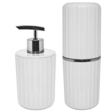 Imagem de Conjunto Banheiro 2 Peças Portas Escovas + Dispenser Sabonete Líquido