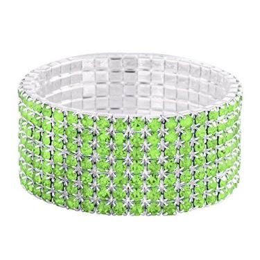 Imagem de Falari Pulseira elástica de cristal com strass brilhante para casamento, Cristal,