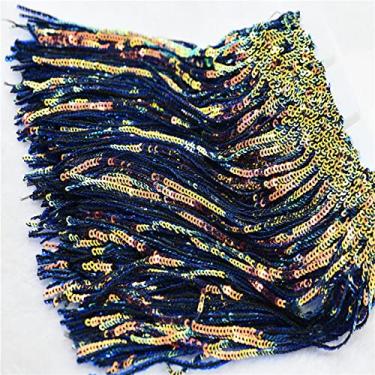Imagem de 17cm Laser Tassel Fringe guarnição tecidos de renda para mostrar roupas artesanato fazendo decoração de saia de vestido, azul AB, 1 jarda