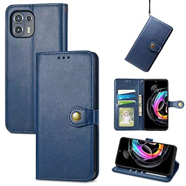 Imagem de YUNCHAO Caixa de telefone Para Motorola Edge 20 Lite Color Solid Couro Caixa de fivela com cordão e moldura foto capa para celular