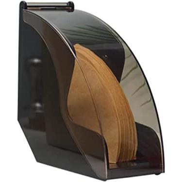 Imagem de Suporte de filtro de café caixa de armazenamento de filtro de café com tampa suporte de papel de filtro para cafeteria/casa (cor: preto)