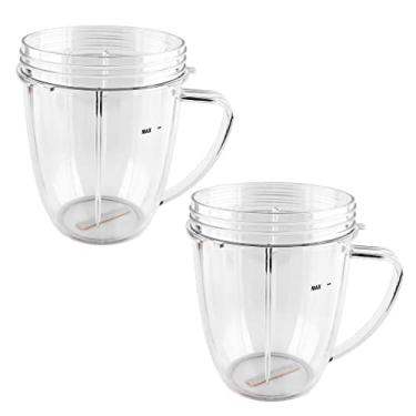 Imagem de Copos Anbige de 453 ml com alça para peças de substituição NutriBullet para Nutri Bullet 600W e 900W, Clear, 2 18oz Cups with Handle