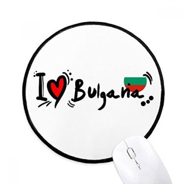 Imagem de DIYthinker I Love Bulgana Word Flag Love Heart Illustration Mouse Pad Desktop Office Round Mat para Computador
