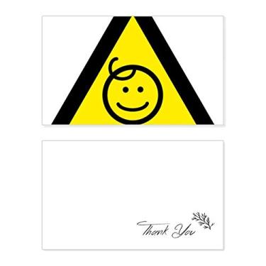 Imagem de Símbolo de aviso amarelo preto crianças triângulo protegido cartão de agradecimento papel de aniversário saudação apreciação de casamento