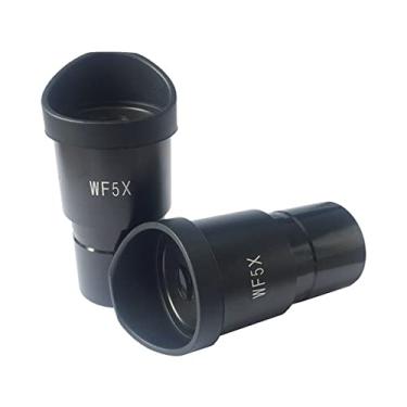 Imagem de BEEYNG Acessórios para microscópio de laboratório 1 par de ocular de campo largo WF5X WF10X WF15X WF20X para microscópio estéreo diâmetro de montagem da lente óptica 30,5mm tampa de borracha (Cor: WF5X)