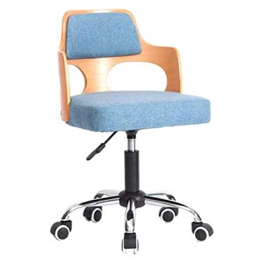 Imagem de Cadeira de escritório Cadeira giratória de escritório Cadeira ergonômica Cadeira de computador de linho de algodão Cadeira giratória de 360° Cadeira de balanço Cadeira (cor: azul) needed