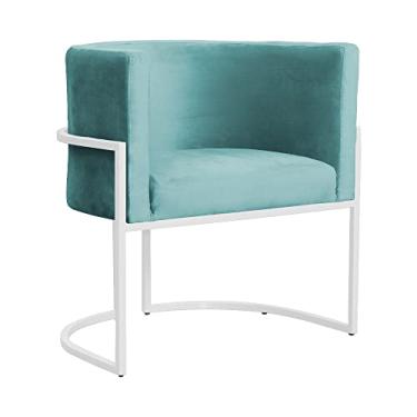 Imagem de Poltrona Luana para Escritório Base Branca Veludo Cores - DS Estofados