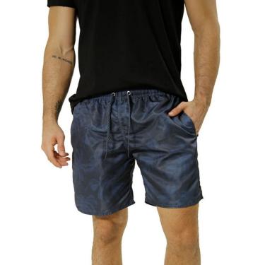 Imagem de Short Masculino Ixória Estampado Folhas Marinho Azul Escuro