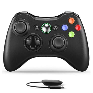 Imagem de Controle Sem Fio Compatível com Xbox 360 2.4GHZ Gamepad Joystick Controle Sem Fio Compatível com Xbox 360 e PC Windows 7,8,10,11 com Receptor (Preto)