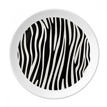 Imagem de Prato de fundo preto com estampa de veias brancas decorativas de porcelana Salver louças de jantar
