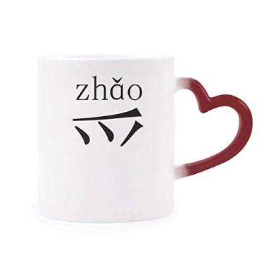Imagem de Componente do personagem chinês zhao Caneca sensível ao calor Copo de grés que muda de cor vermelha