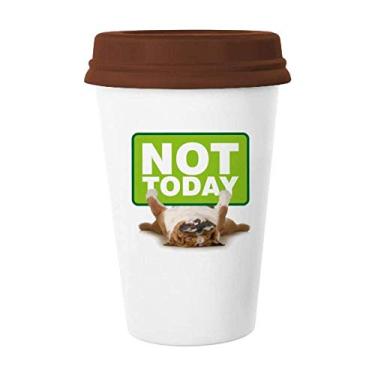 Imagem de Placa de cachorro Upside Art Déco, presente moderno, caneca de café bebendo vidro cerâmica copo tampa