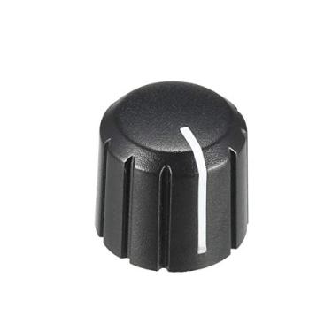 Imagem de uxcell 20 peças 15 x 13,5 mm Puxador rotativo de plástico Potenciômetro, preto, branco, para eixo de 6 mm de diâmetro, botão de volume de guitarra.
