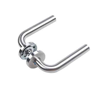 Imagem de Conjunto de maçaneta de porta interior de aço inoxidável com alavanca de alça de bloqueio durável e ajustável maçaneta de segurança para banheiro quarto, JH001