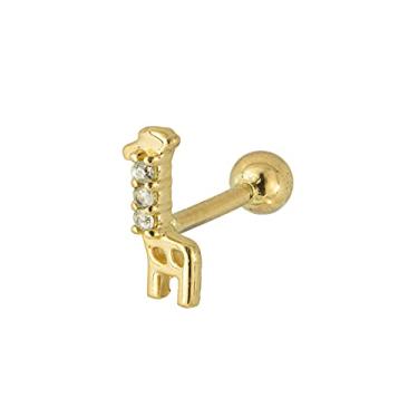 Imagem de Piercing Orelha Tragus Cartilagem Ouro 18k Girafa Zircônias