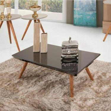 Imagem de Mesa De Centro Retangular Laqueada Com Vidro Cor Preto