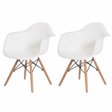 Imagem de Kit 2 Cadeiras Charles Eames Eiffel Com Braço Branco - Cadeiras Inc