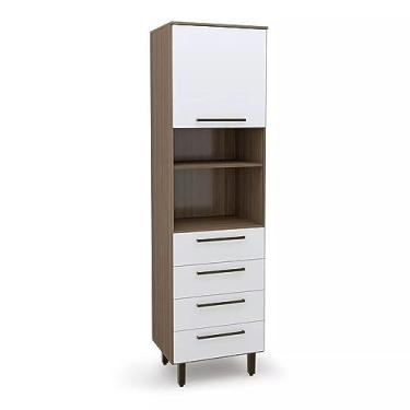 Imagem de Paneleiro 1 Porta 4 Gavetas Evolution Plus Batrol Móveis Tannat/branco